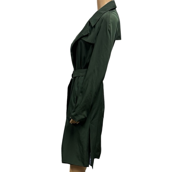 Zara Basic Green Belted Open Front Trench Coat with Pockets Womens XS - Picture 3 of 15